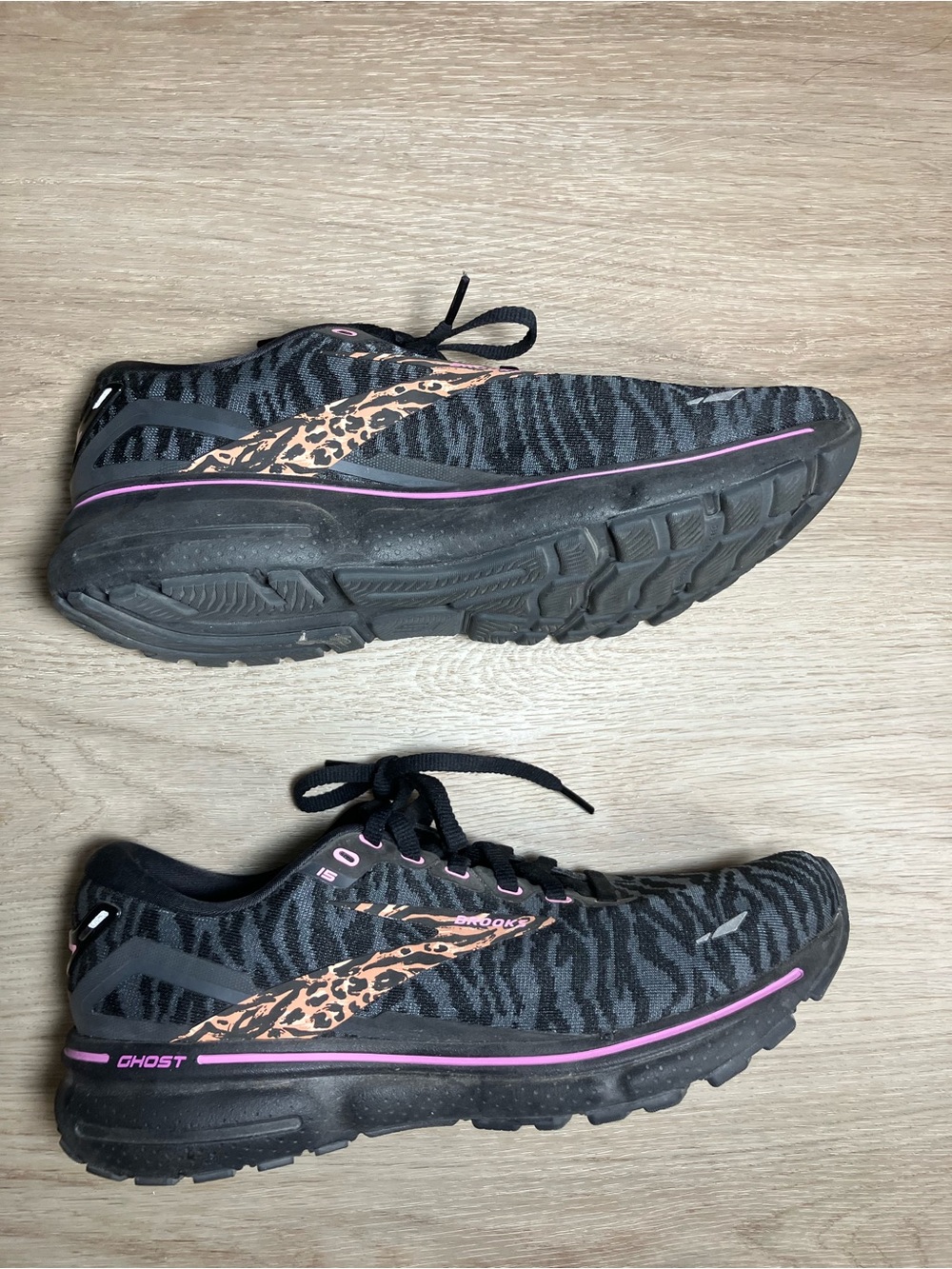 Brooks Ghost 15 Run Wild Black Zebra Leopard Running Shoes Women’s Size 9 B - Picture 7 of 11